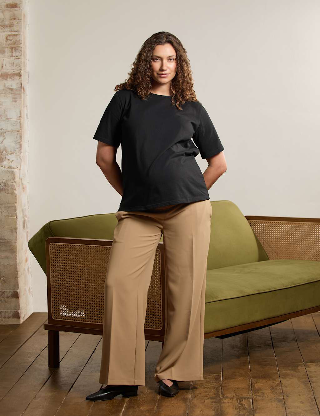 Jojo Maman Bébé Women's Maternity Wide Leg Trousers - 14 - Natural Mix - Available at M&S