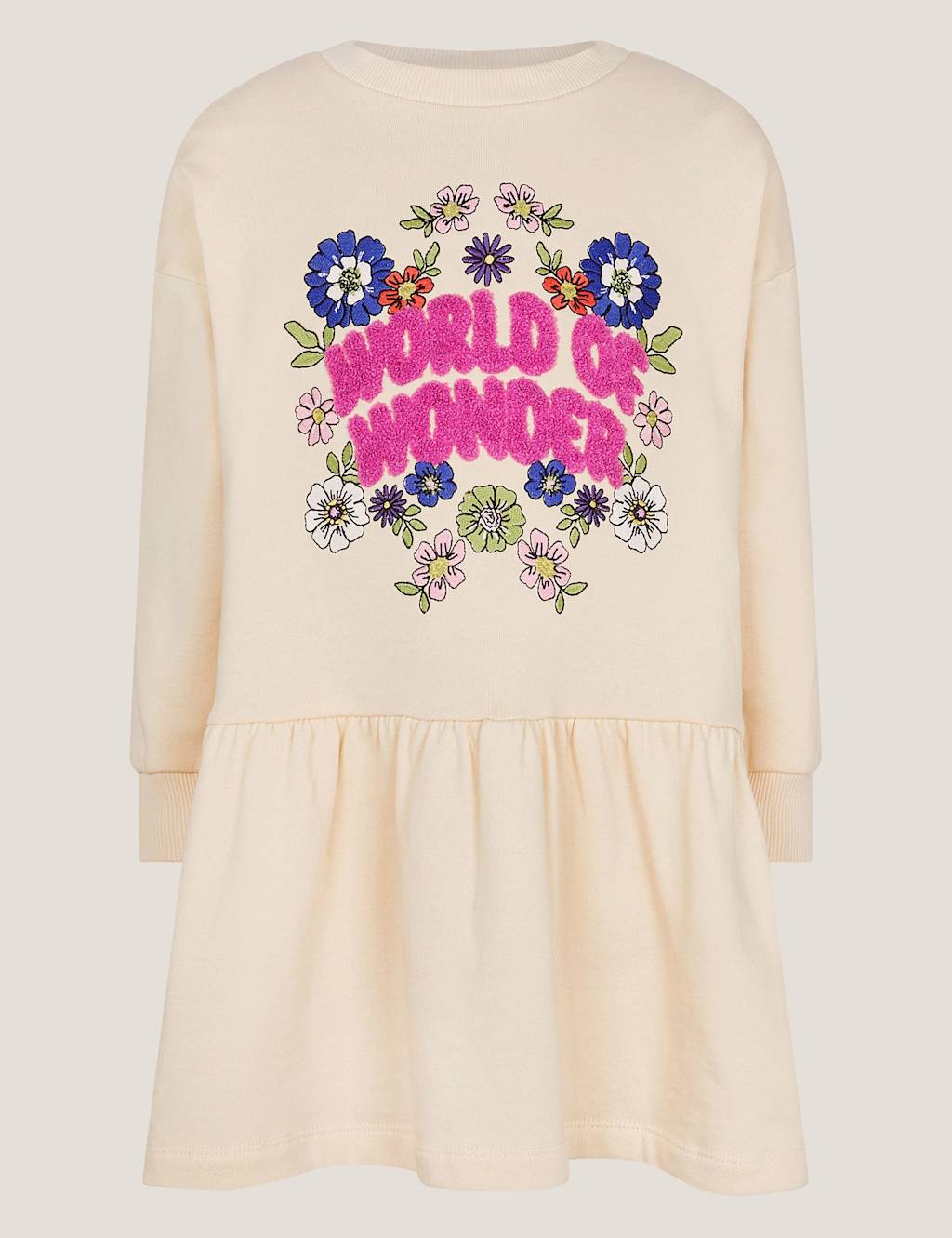 Pure Cotton Floral Slogan Sweatshirt Dress (3-13 Yrs)