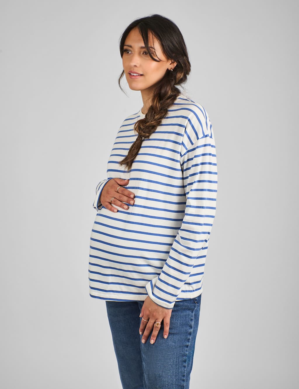 Jojo Maman Bébé Women's Maternity Pure Cotton Striped Top - Medium - Blue - Available at M&S
