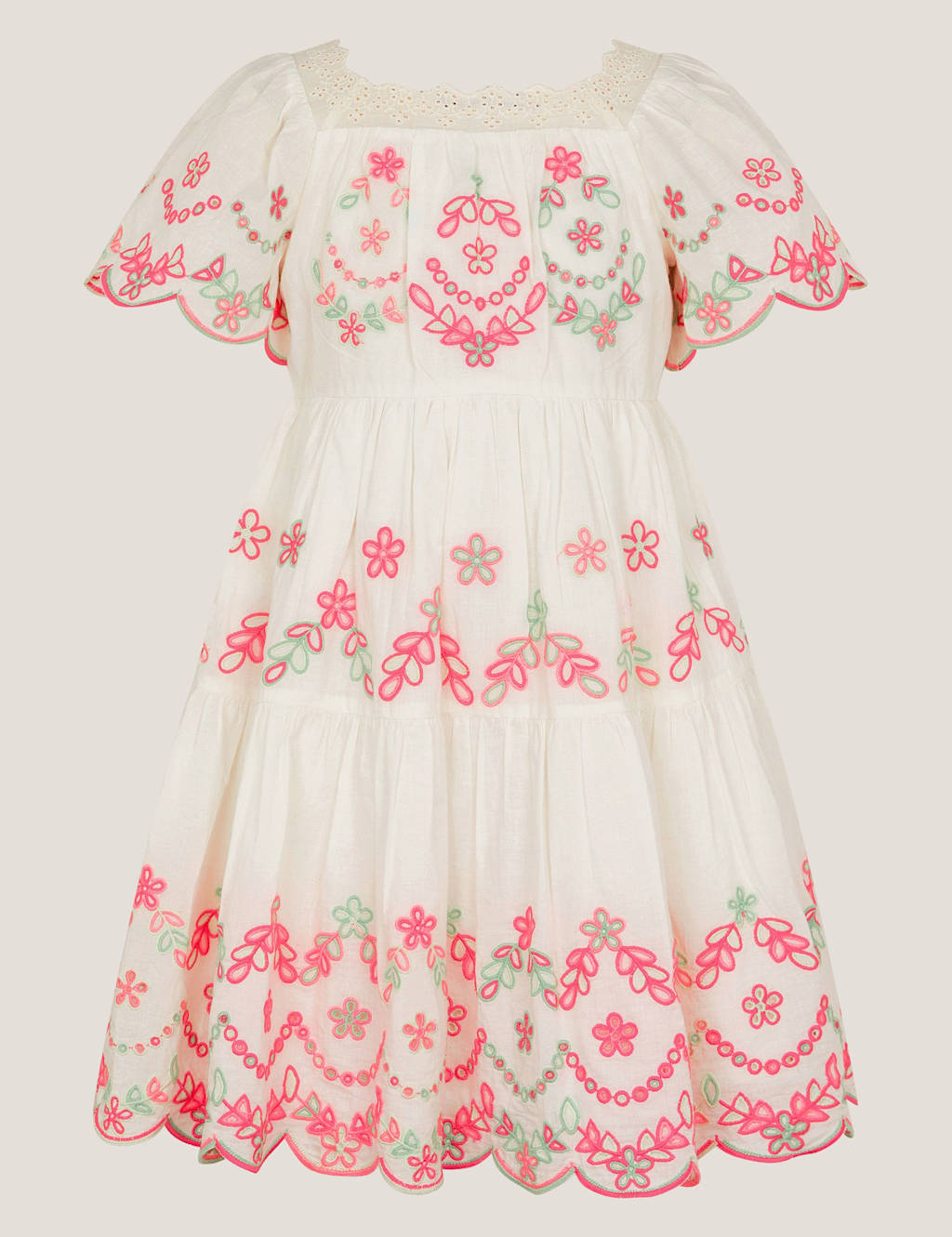 Pure Cotton Broderie Dress (3-13 Yrs)