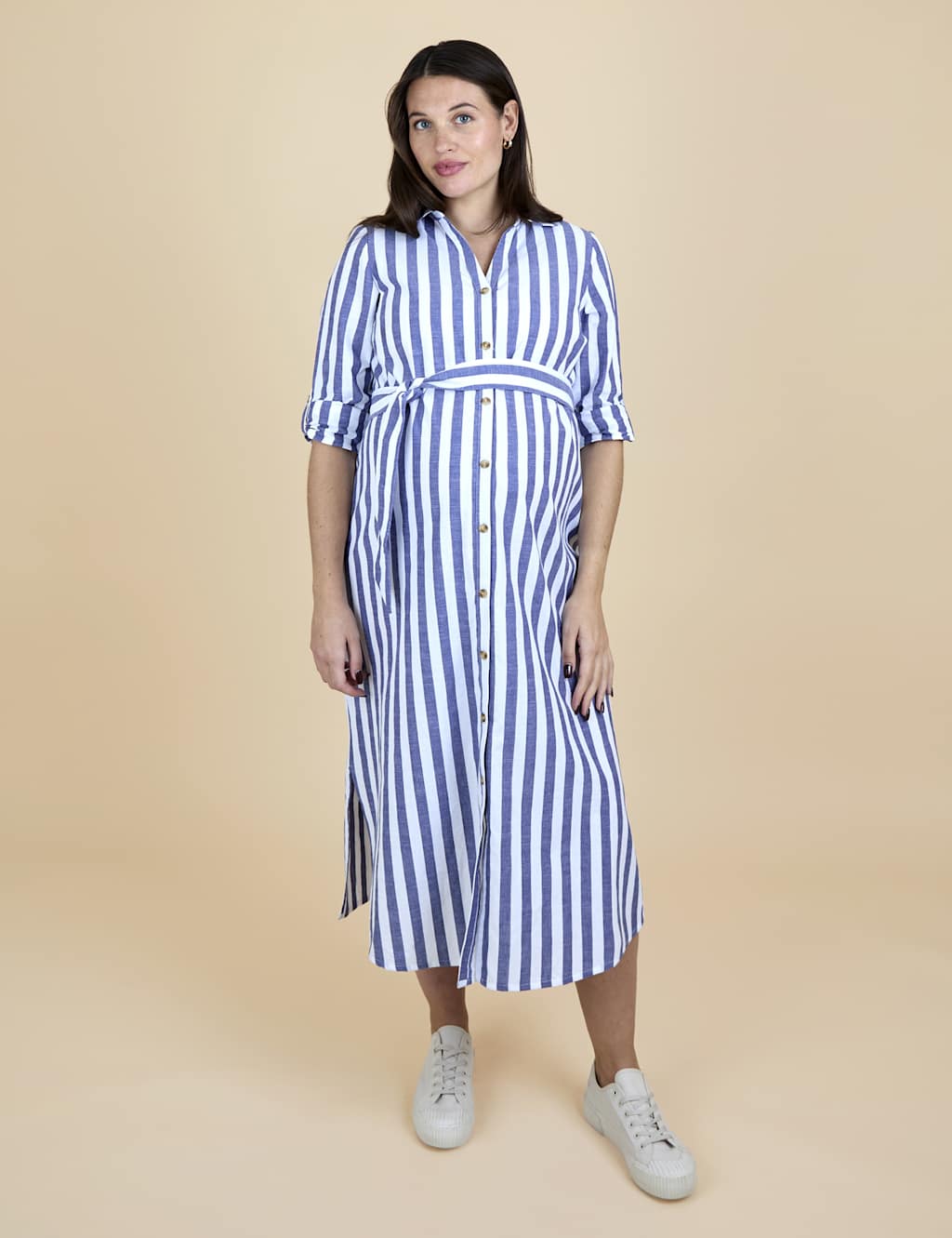 Jojo Maman Bébé Women's Maternity Pure Cotton Striped Shirt Dress - Large - Bright Blue - Available at M&S