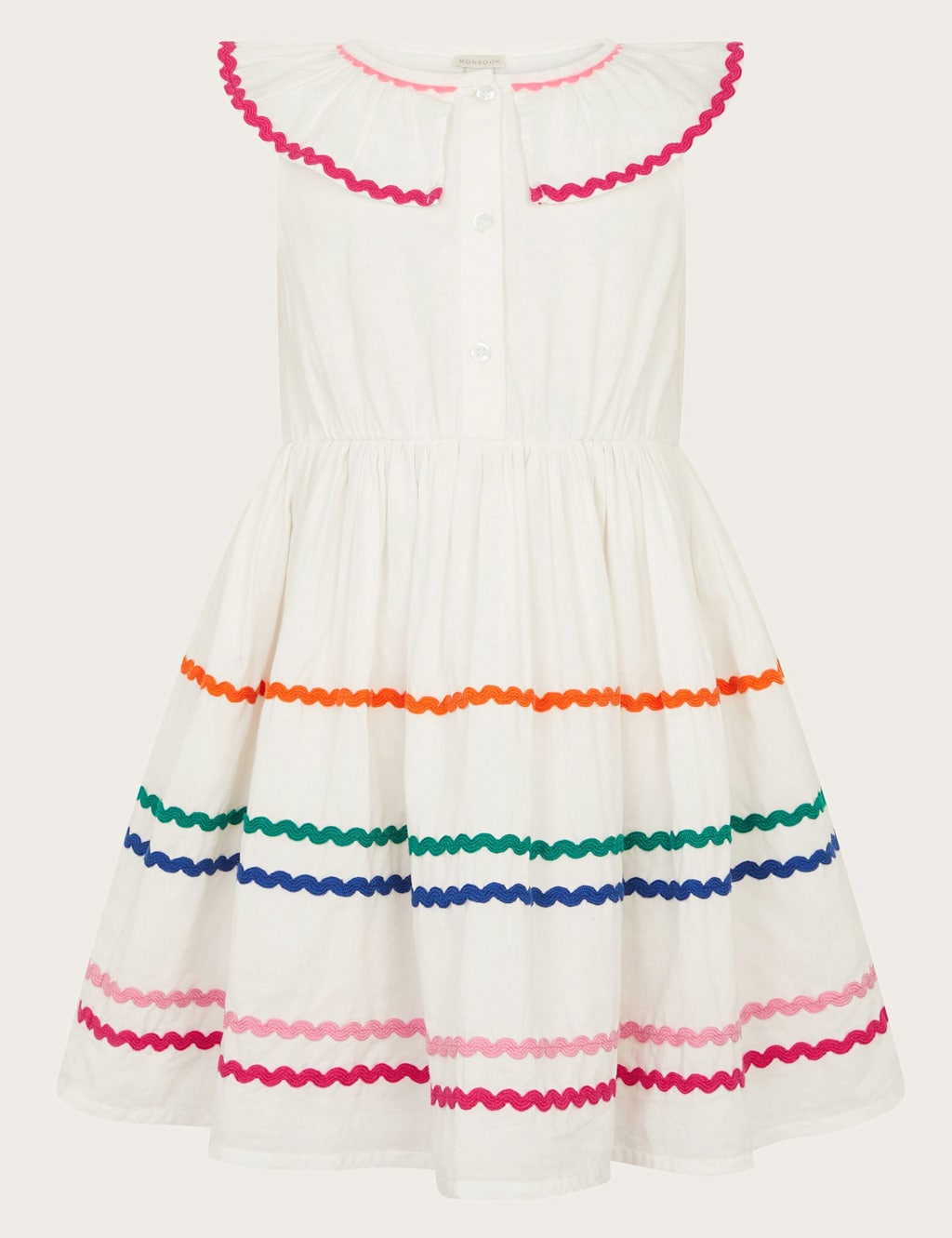 Pure Cotton Collared Ric Rac Dress (3-15 Yrs)