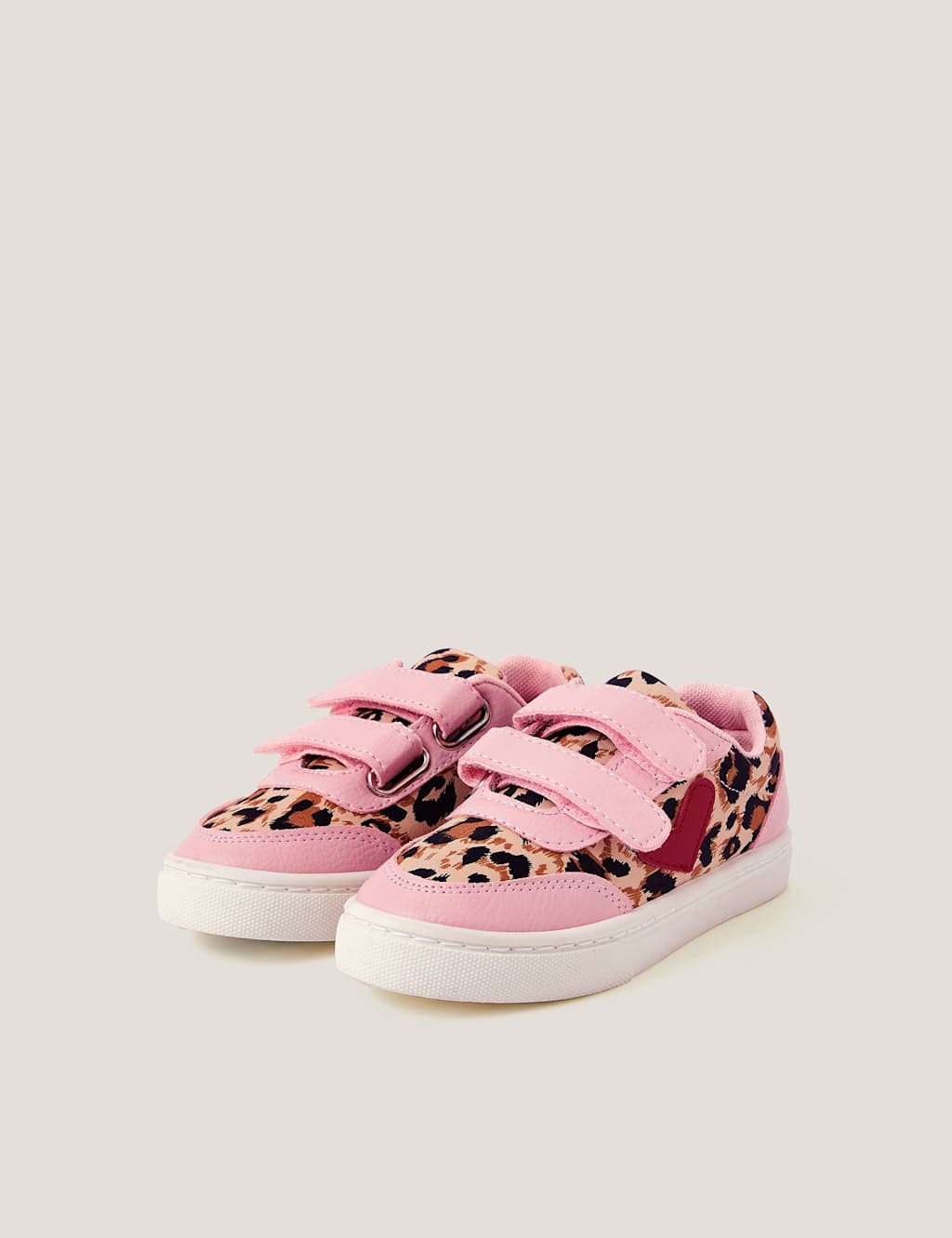 Kids' Animal Print Heart Riptape Trainers (7 Small - 10 Small)
