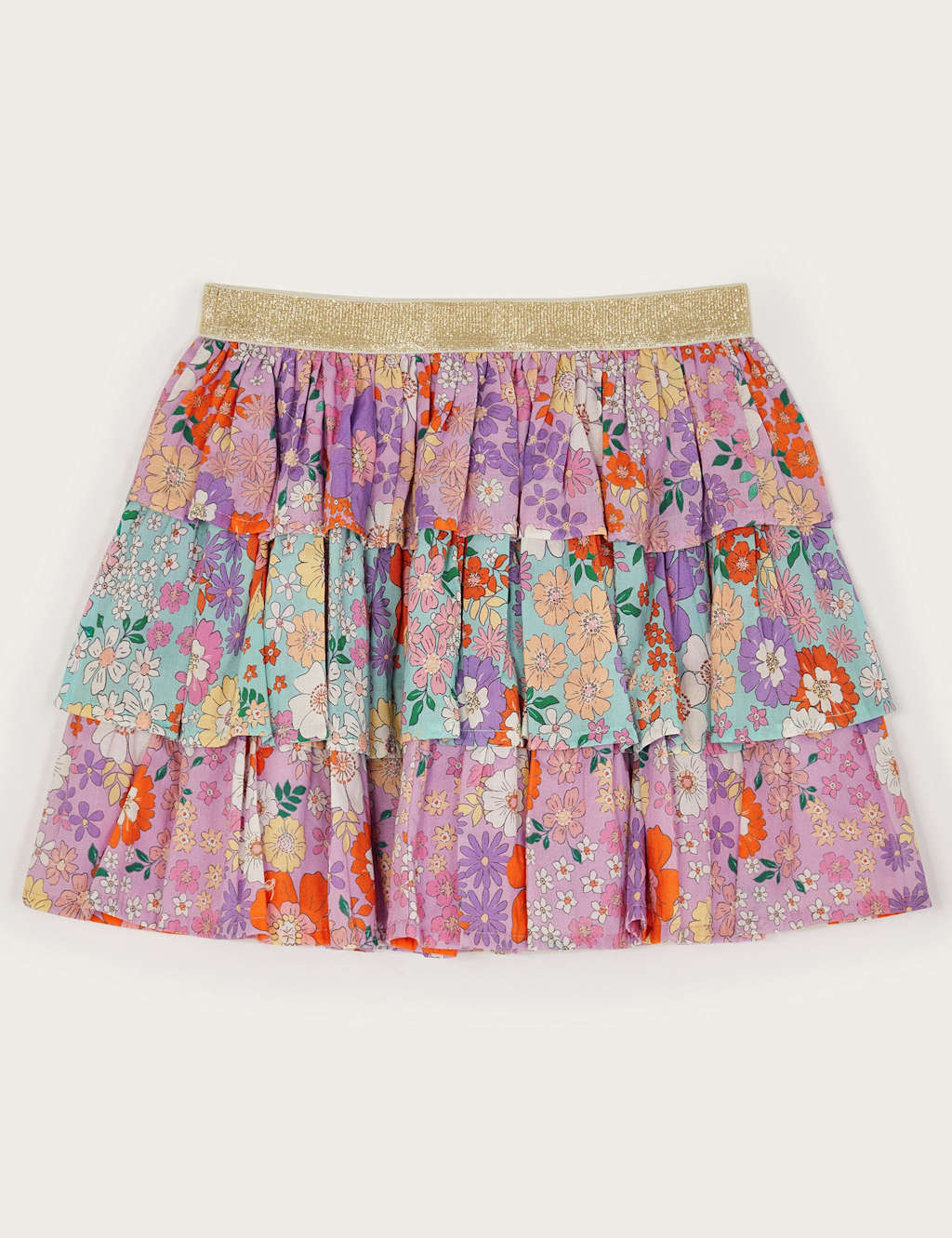 Pure Cotton Floral Tiered Skirt (3-13 Yrs)
