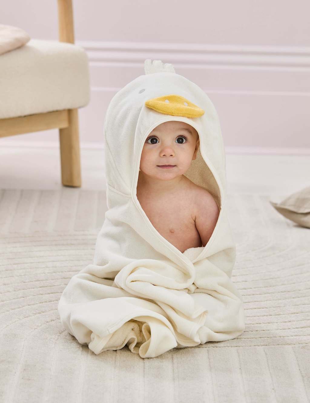 Jojo Maman Bébé Kids Pure Cotton Duck Hooded Towel - Cream - Available at M&S