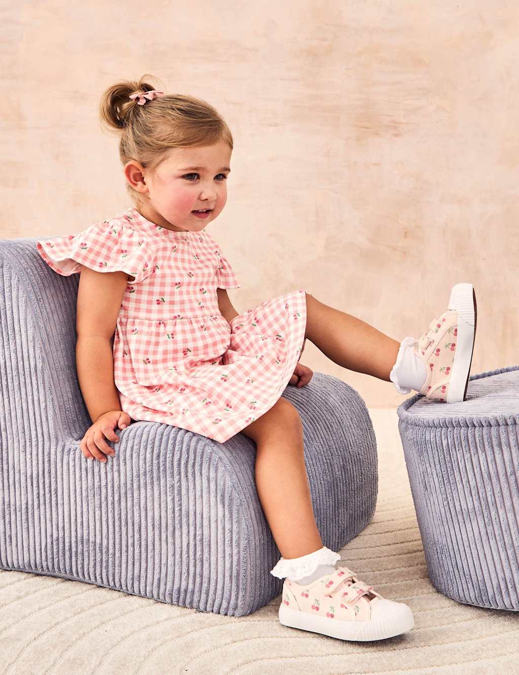 Pure Cotton Cherry Flutter Sleeve Dress (6 Mths-7 Yrs)