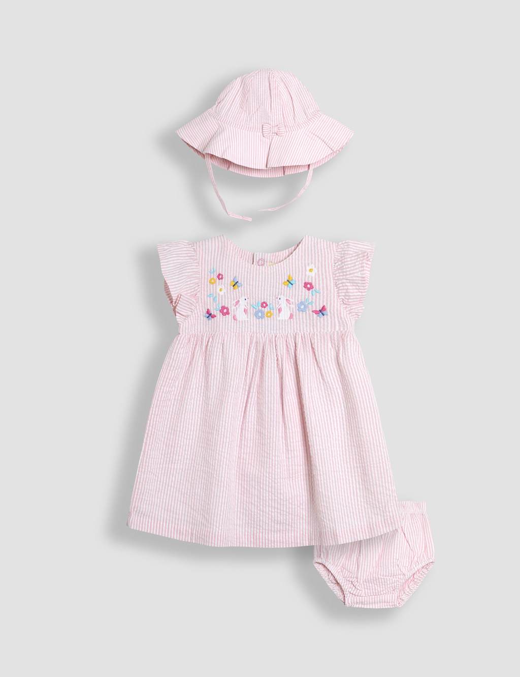 3pc Pure Cotton Bunny Dress with Hat (0-2 Yrs)