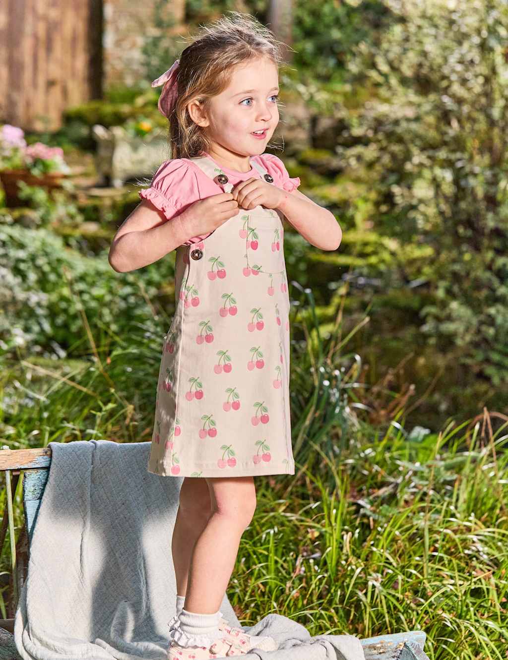 2pc Pure Cotton Cherry Dungaree Outfit (6 Mths-5 Yrs)