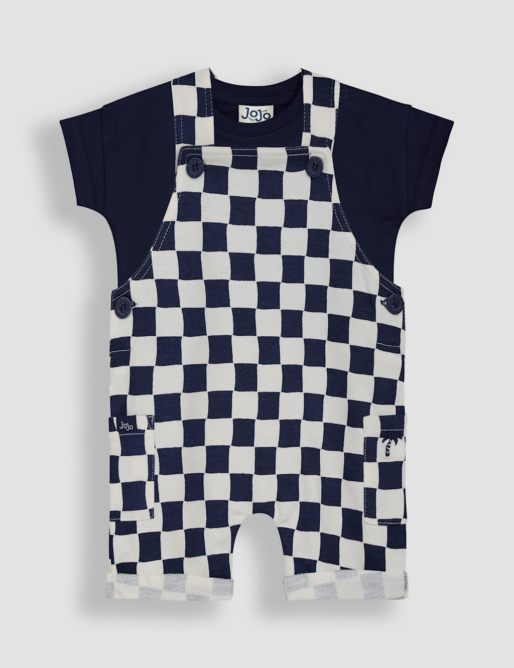 Jojo Maman Bébé Boys 2 Piece Pure Cotton Dungaree Outfit (0-24 Mths) - 3-6 Months - Navy - Available at M&S