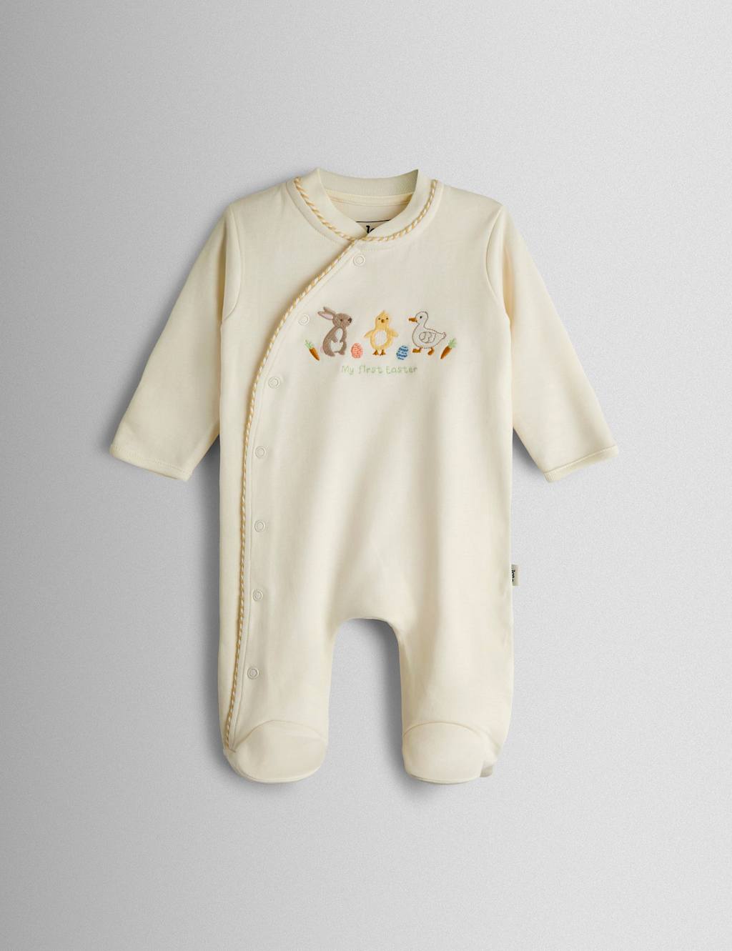 Jojo Maman Bébé Kids Pure Cotton My First Easter Sleepsuit (0-12 Mths) - Newborn - White - Available at M&S