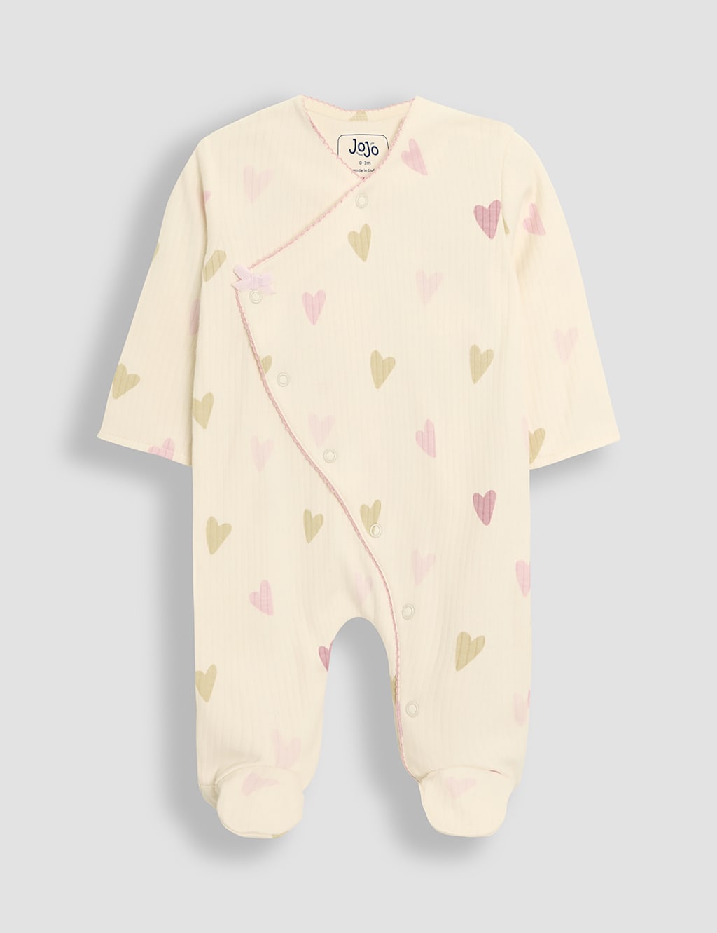 Pure Cotton Heart Sleepsuit (0-12 Mths)