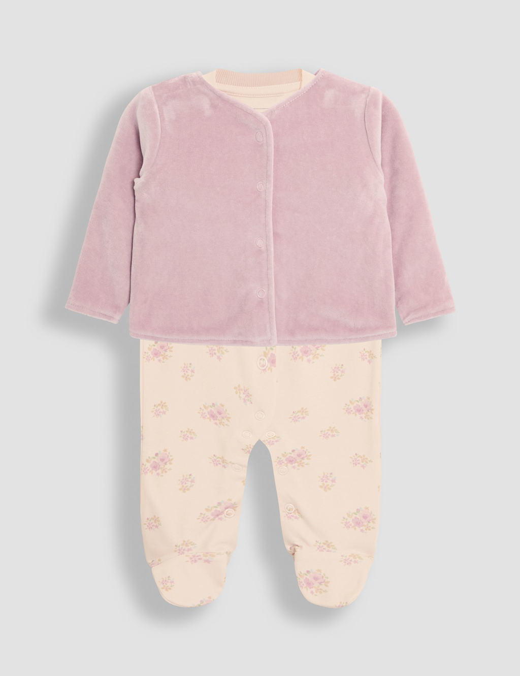 Jojo Maman Bébé Girls 2 Piece Cotton Rich Floral Outfit (7lbs-12 Mths) - Newborn - Pink Mix - Available at M&S
