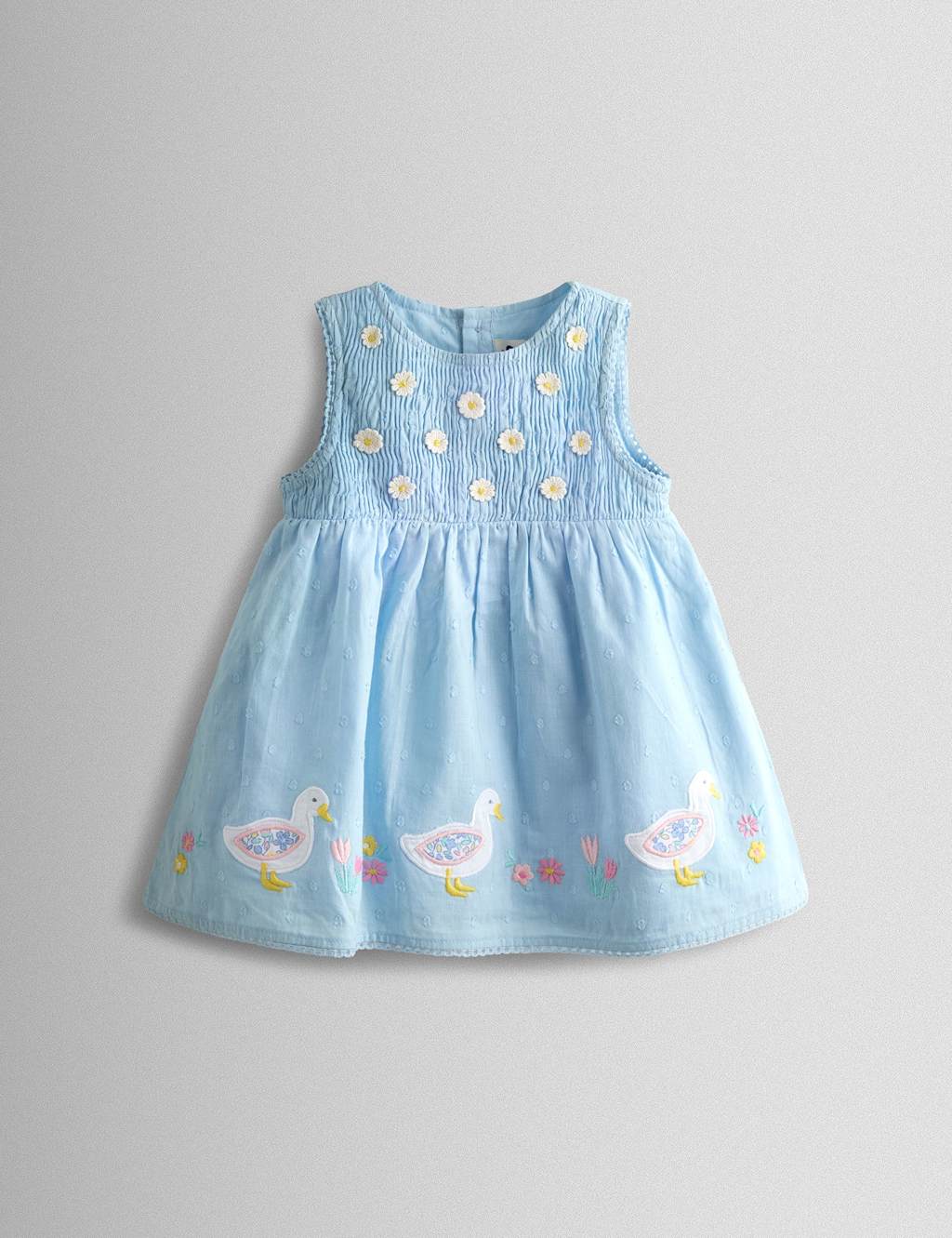 Jojo Maman Bébé Girls Pure Cotton Duck Dress (0-24 Mths) - 18-24 Months - Mid Blue - Available at M&S