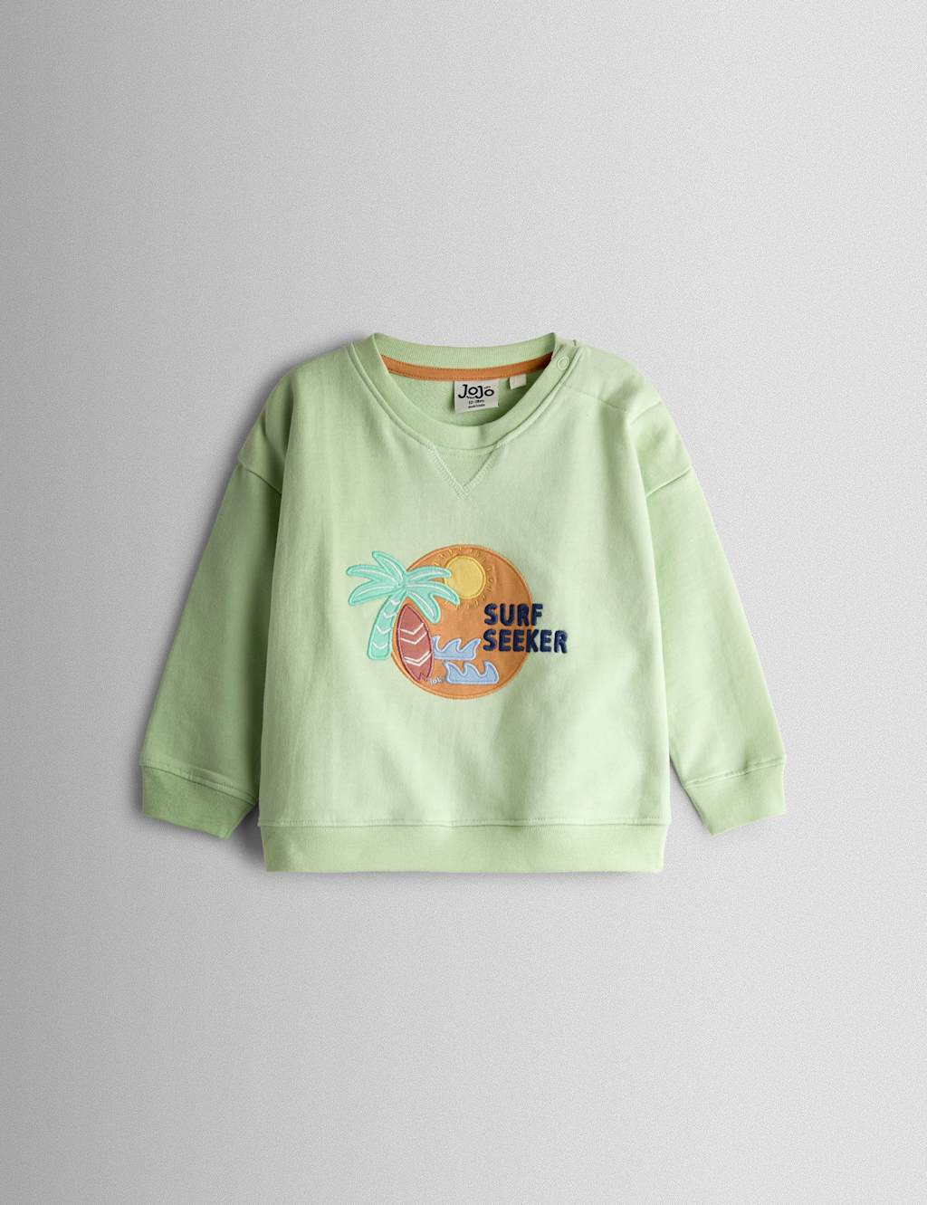 Jojo Maman Bébé Boys Pure Cotton Surf Seeker Slogan Sweatshirt (6 Months-7 Years) - 5-6 Years - Duck Egg - Available at M&S