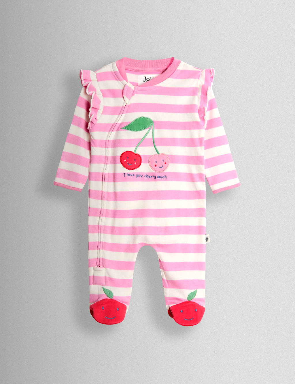 Jojo Maman Bébé Girls Pure Cotton Striped Sleepsuit (7lbs-12 Mths) - Newborn - Pink - Available at M&S