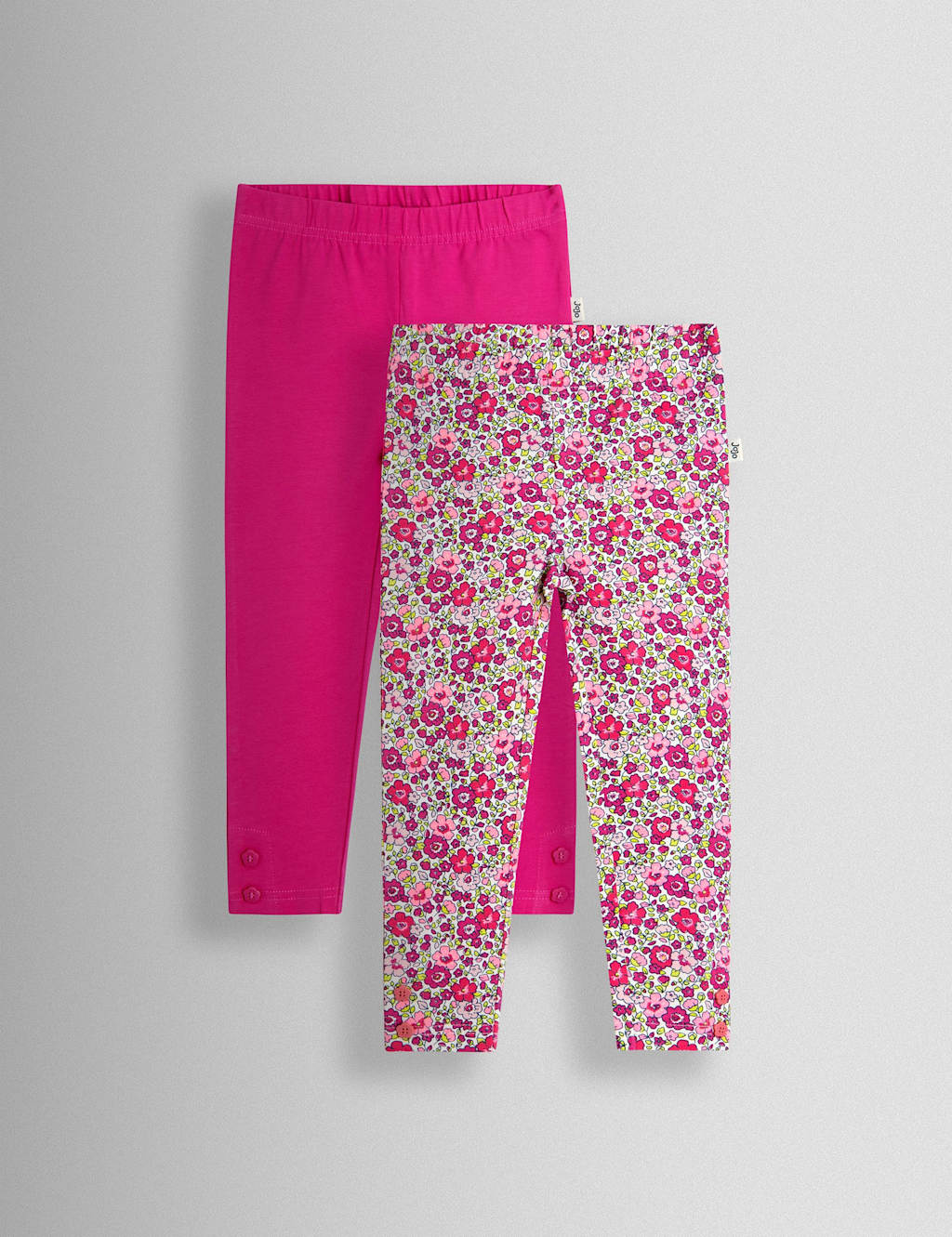 Jojo Maman Bébé Girls 2 Pack Cotton Rich Floral Leggings (6 Mths - 7 Yrs) - 2-3 Years - Fuchsia - Available at M&S