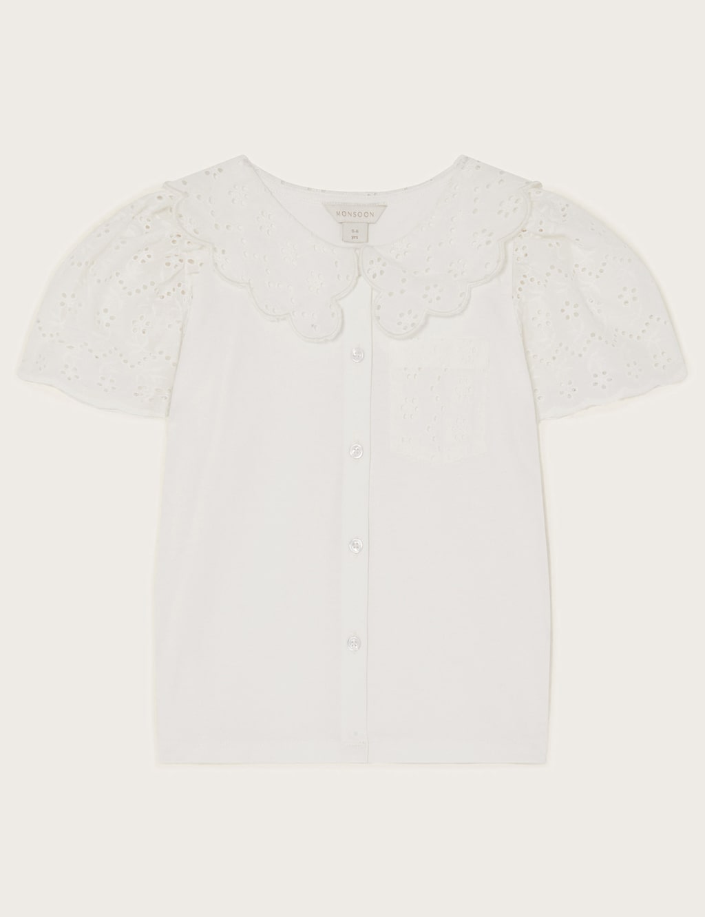 Pure Cotton Broderie Blouse (3-15 Yrs)