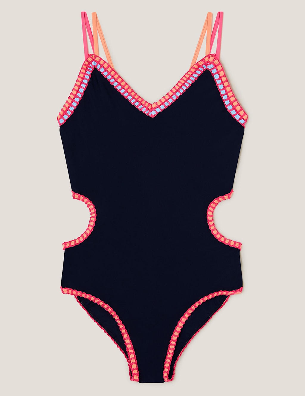 Contrast Trim Cutout Detail Swimsuit (7-15 Yrs)