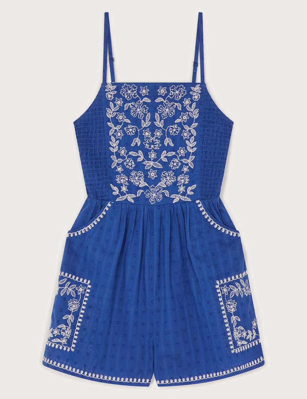 Pure Cotton Embroidered Playsuit (7-15 Yrs)