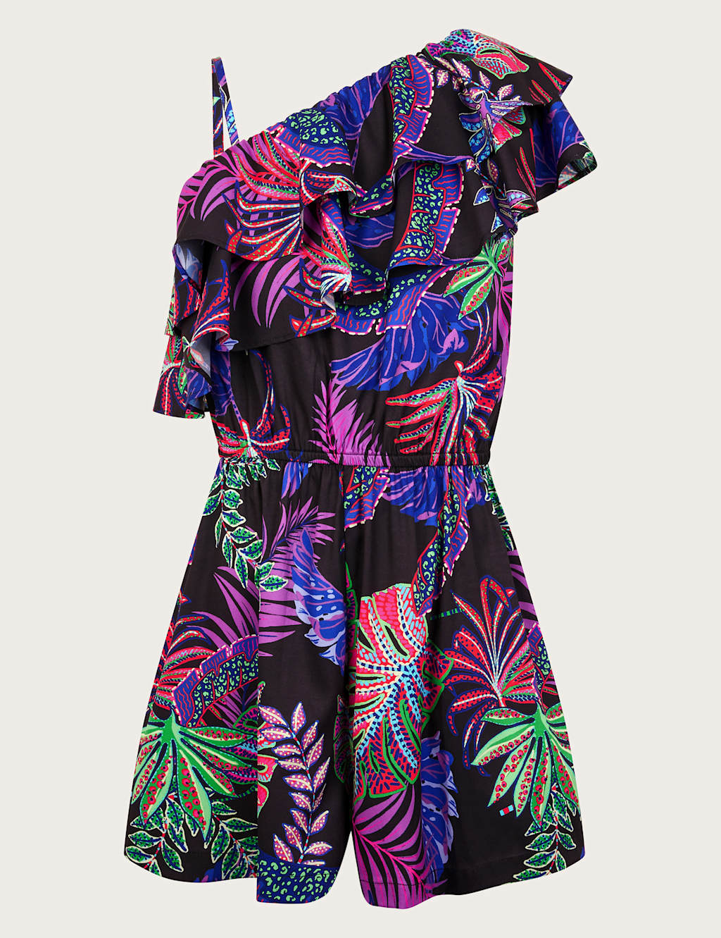Tropical One-Shoulder Playsuit (7-15 Yrs)