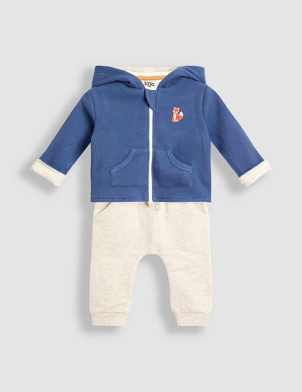 Jojo Maman Bébé Boys 3 Piece Cotton Rich Fox Outfit (0-24 Mths) - 6-12 Months - Blue - Available at M&S