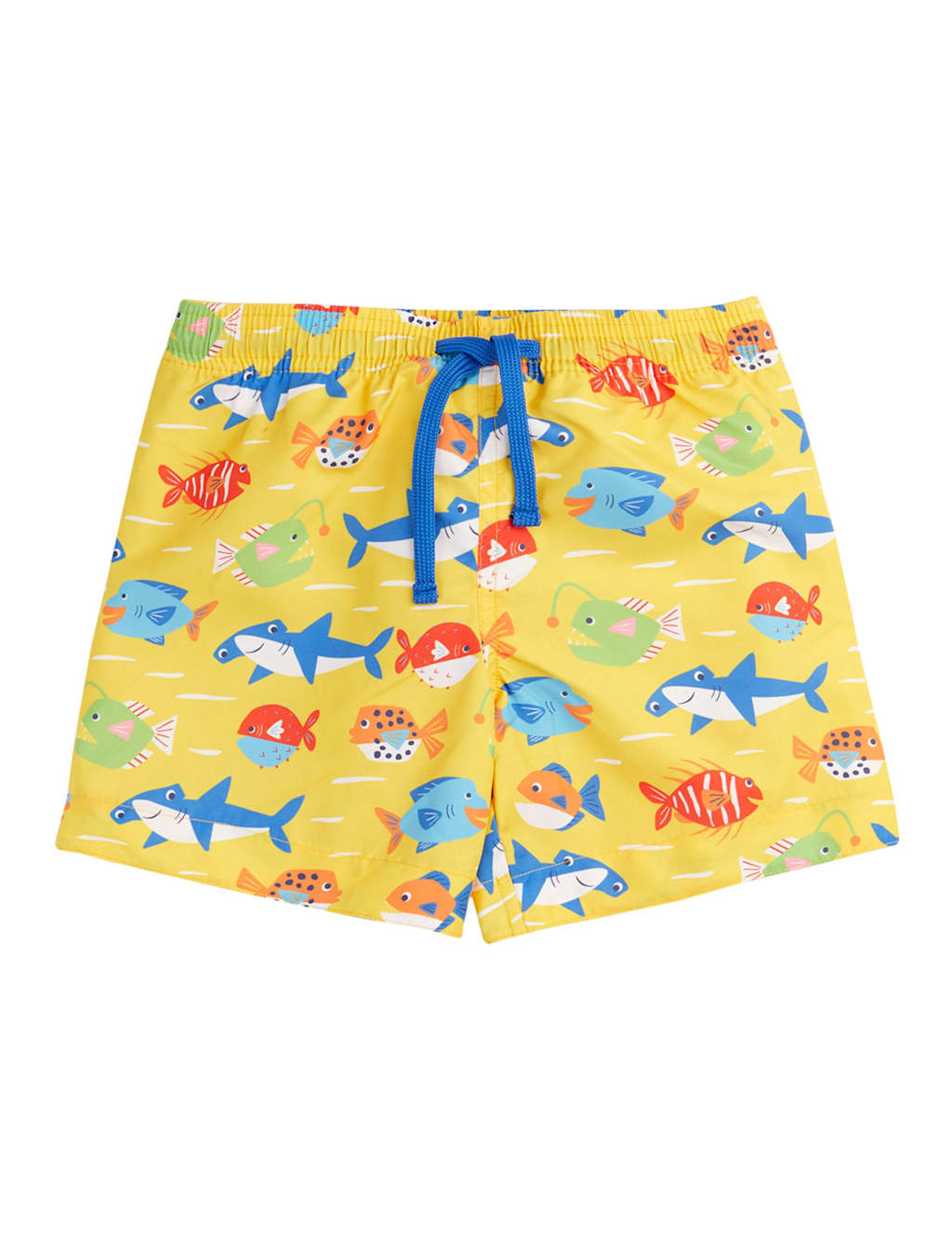 Frugi Boys Fish Print Swim Shorts (1-10 Yrs) - 8-9 Years - Yellow - Available at M&S