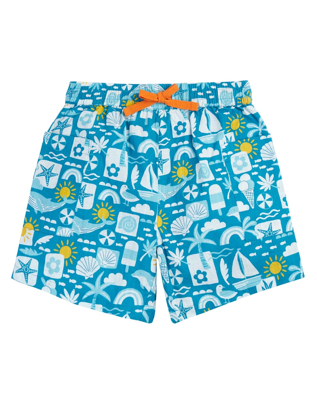 Frugi Kids Pure Cotton Printed Shorts (2-10 Yrs) - 5-6 Years - Blue - Available at M&S
