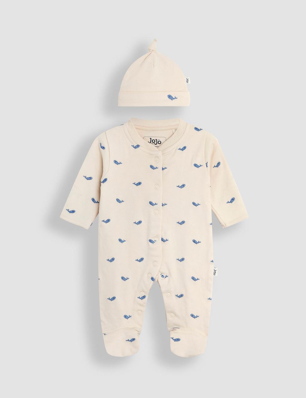 2pc Pure Cotton Sleepsuit And Hat Outfit (0-12 Mths)