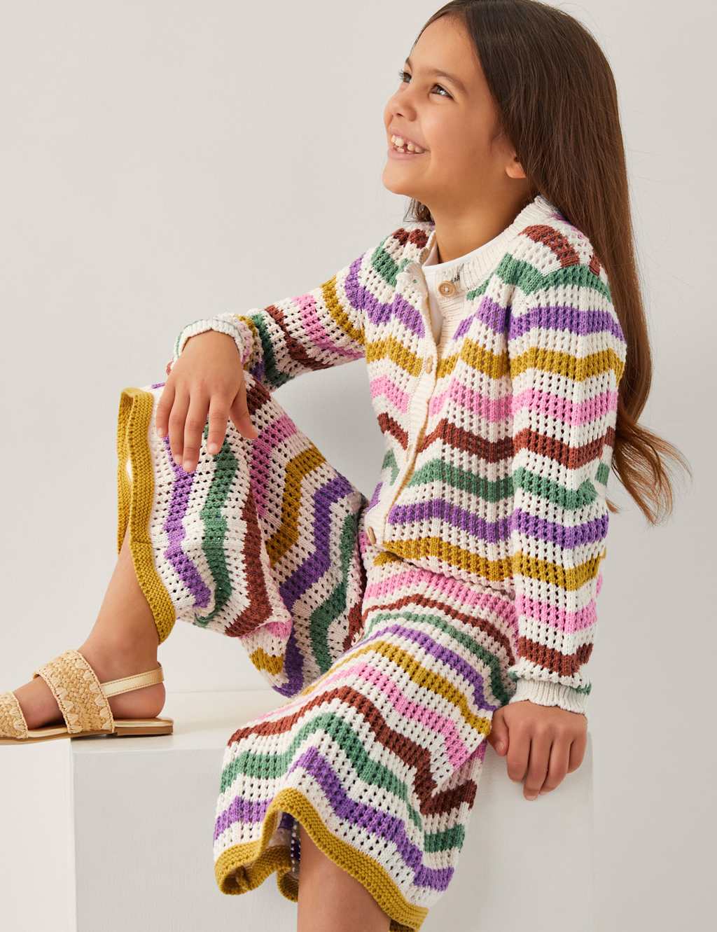 Pure Cotton Zig-Zag Striped Cardigan (3-13 Yrs)