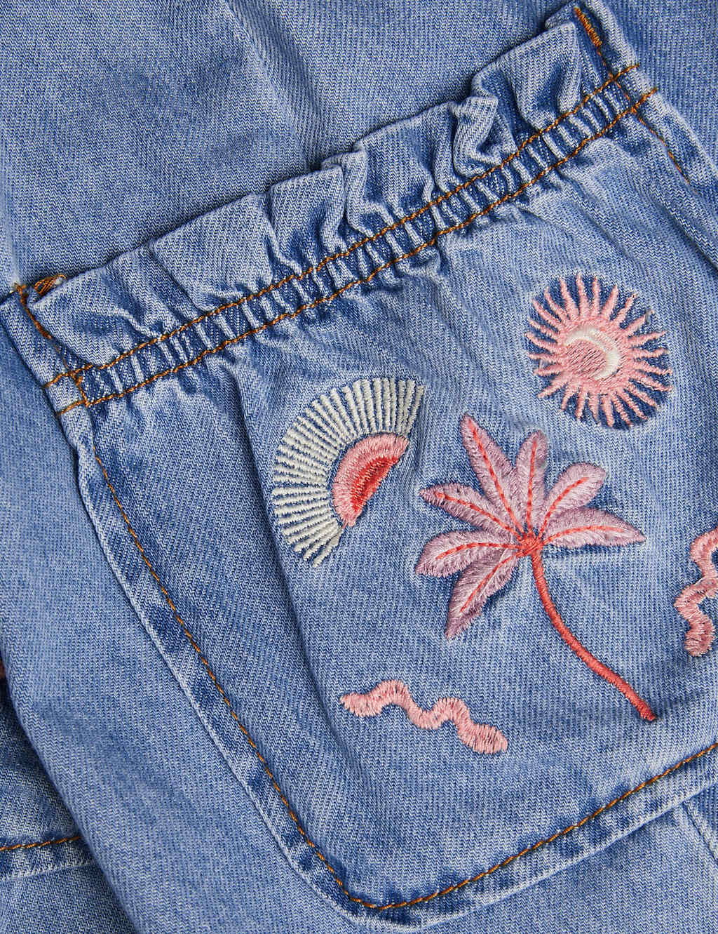 Denim Embroidered Cargo Joggers (3-13 Yrs)