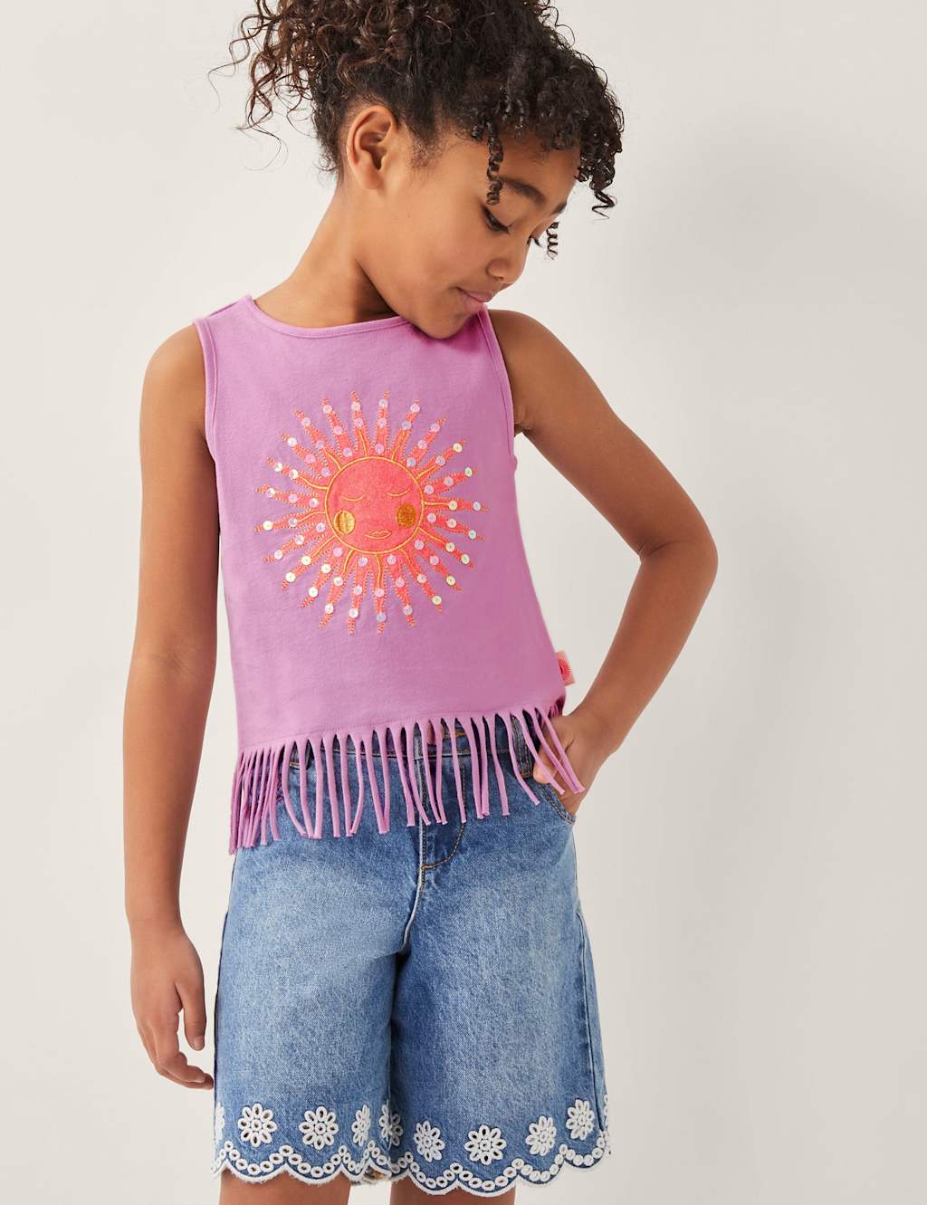 Monsoon Pure Cotton Sun Vest Top (3-13 Yrs) Lilac