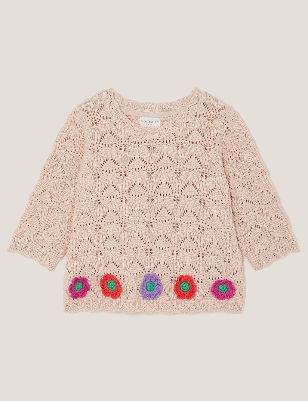 Pure Cotton Flower Appliqué Jumper (3-13 Yrs)