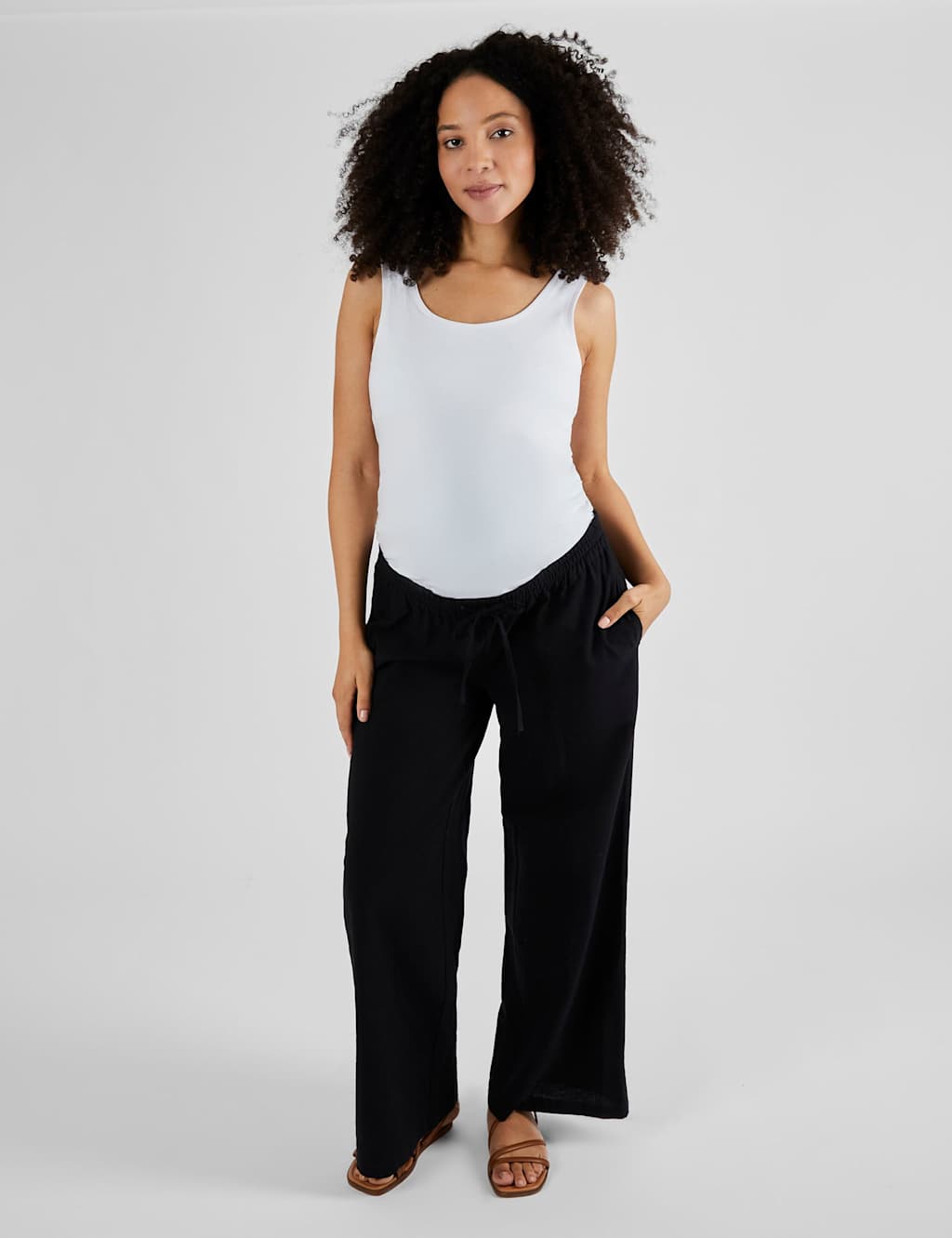 Jojo Maman Bébé Women's Maternity Cotton Rich Wide Leg Trousers - 12 - Black - Available at M&S