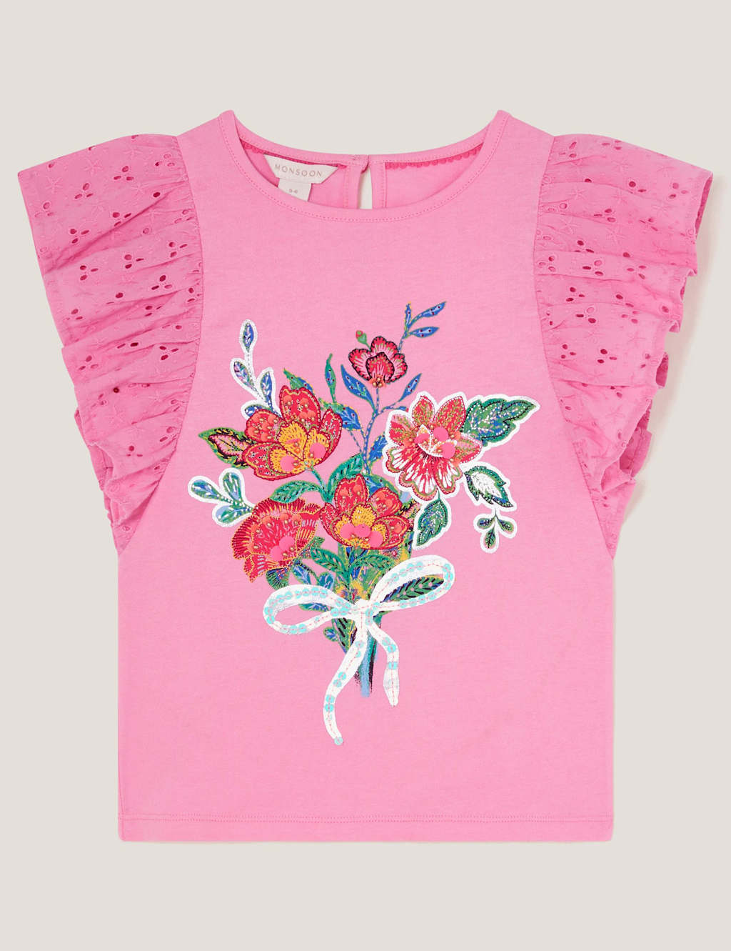 Pure Cotton Bouquet Broderie Frill Top (3-13 Yrs)