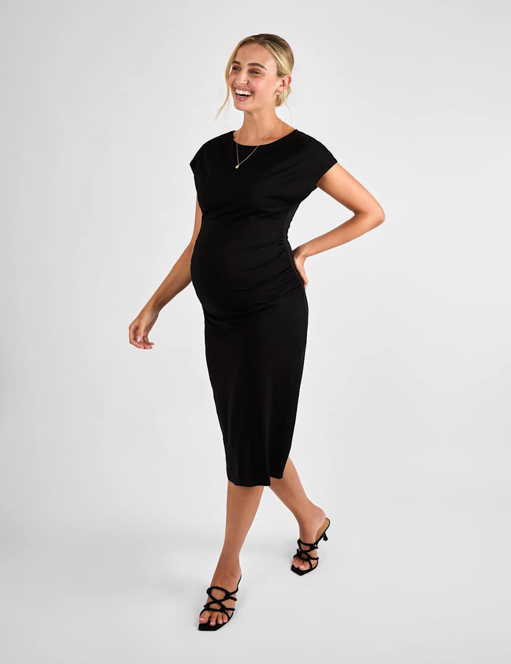 Jojo Maman Bébé Women's Maternity Midi Bodycon Dress - Medium - Black - Available at M&S