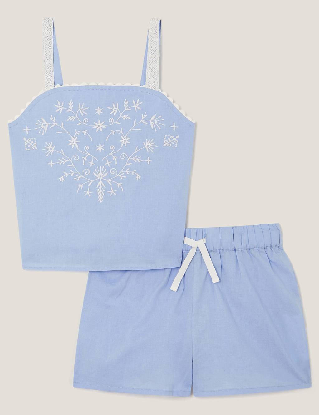 Pure Cotton Embroidered Short Pyjamas (2-13 Yrs)