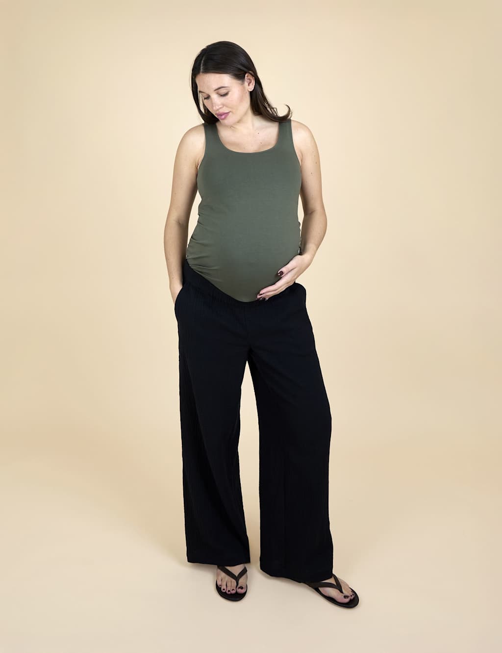 Jojo Maman Bébé Women's Maternity Pure Cotton Straight Leg Trousers - Large - Black - Available at M&S