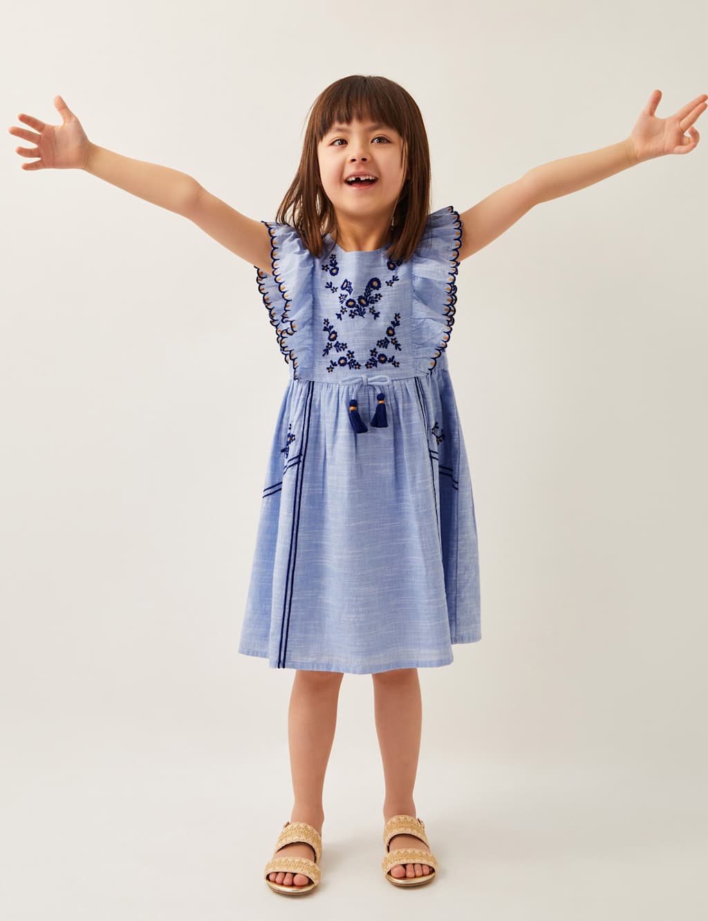 Pure Cotton Floral Dress (3-13 Yrs)