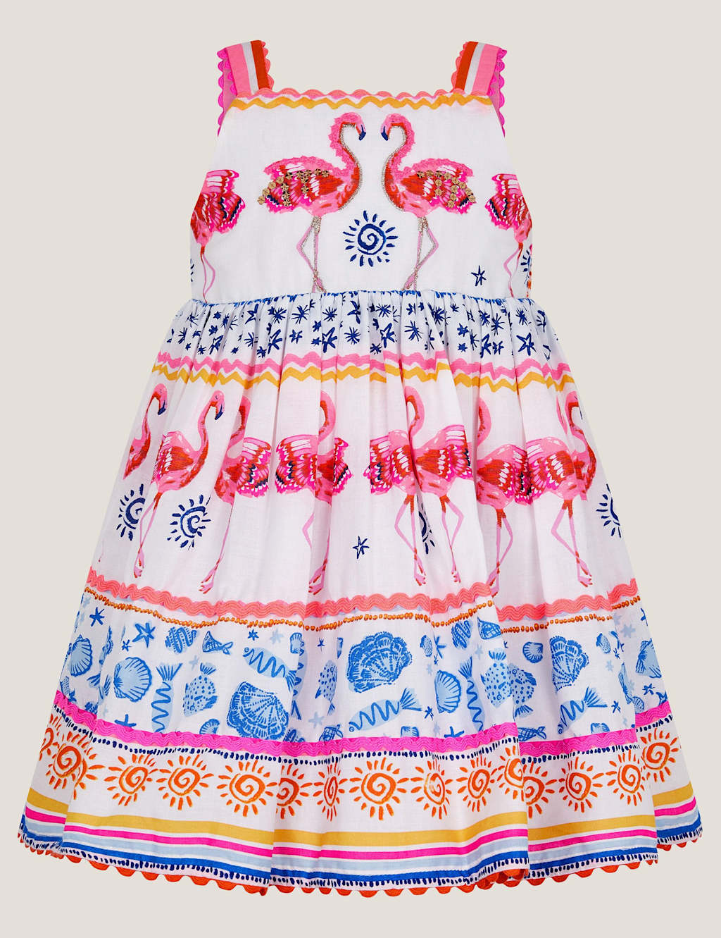 Pure Cotton Flamingo Dress (3-13 Yrs)