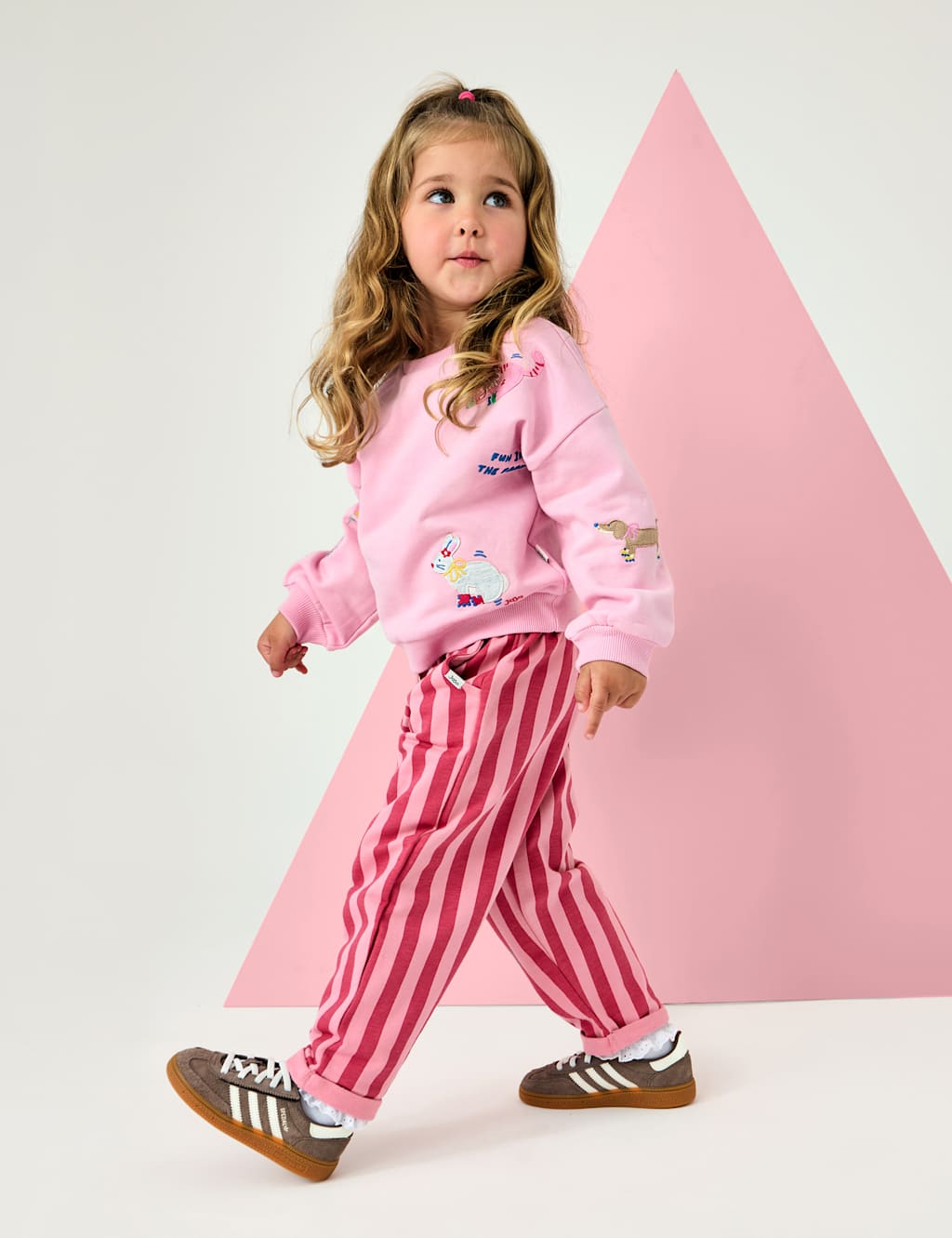 Jojo Maman Bébé Girls Cotton Rich Applique Pet Top & Bottom Outfit (1-5 Yrs) - 4-5 Years - Pink Mix - Available at M&S