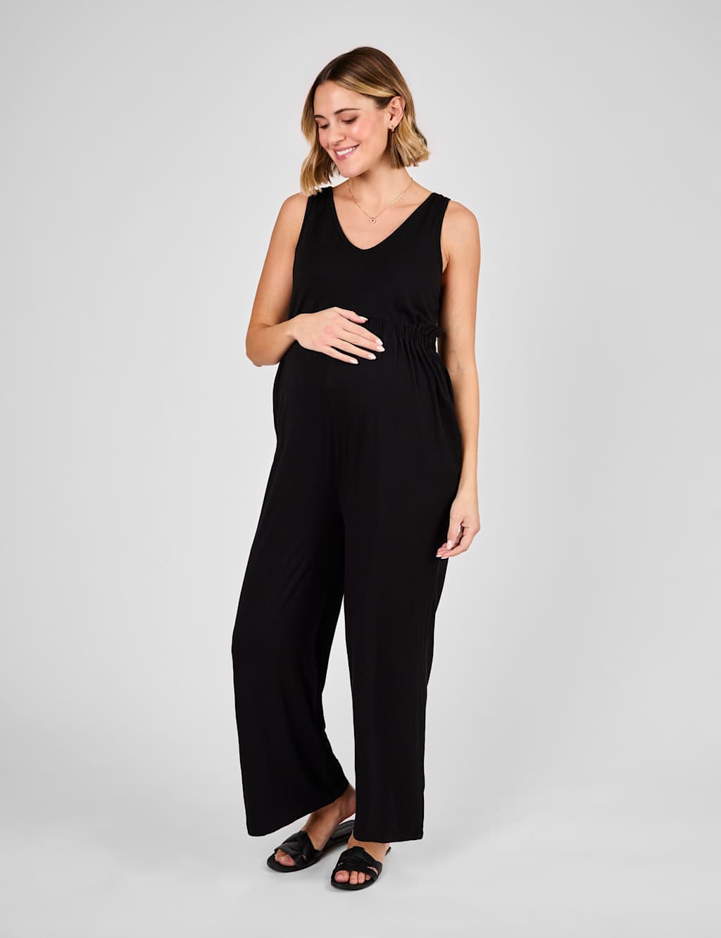 Jojo Maman Bébé Women's Maternity Jersey Wide Leg Jumpsuit - Large - Black - Available at M&S