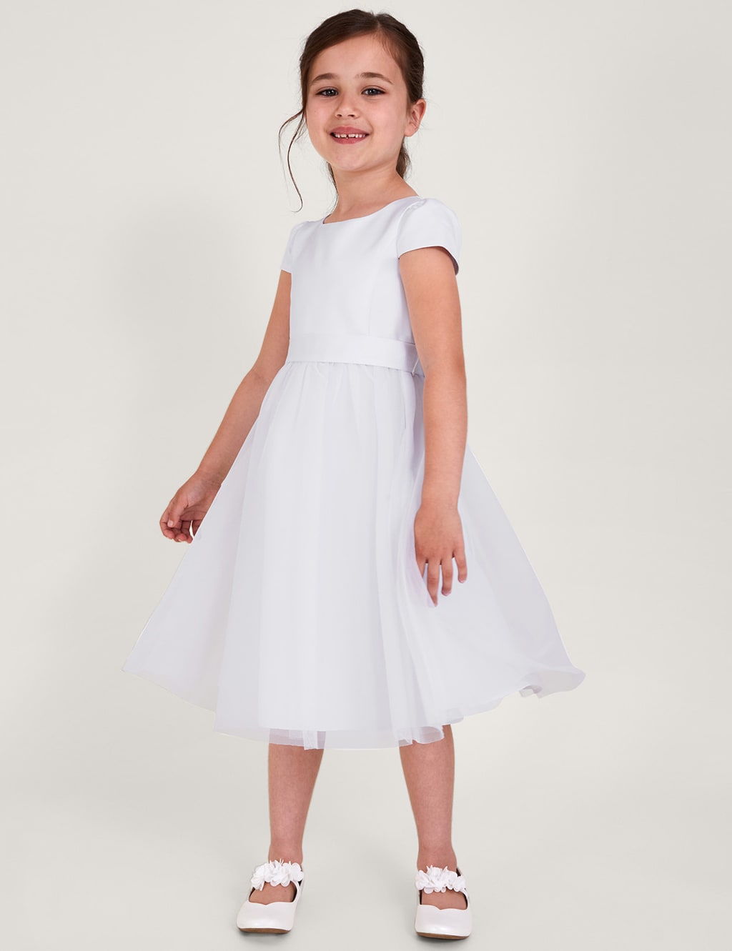 Monsoon Girls Tulle Occasion Dress (3-13 Yrs) - 4y - Ivory, Ivory,Pink