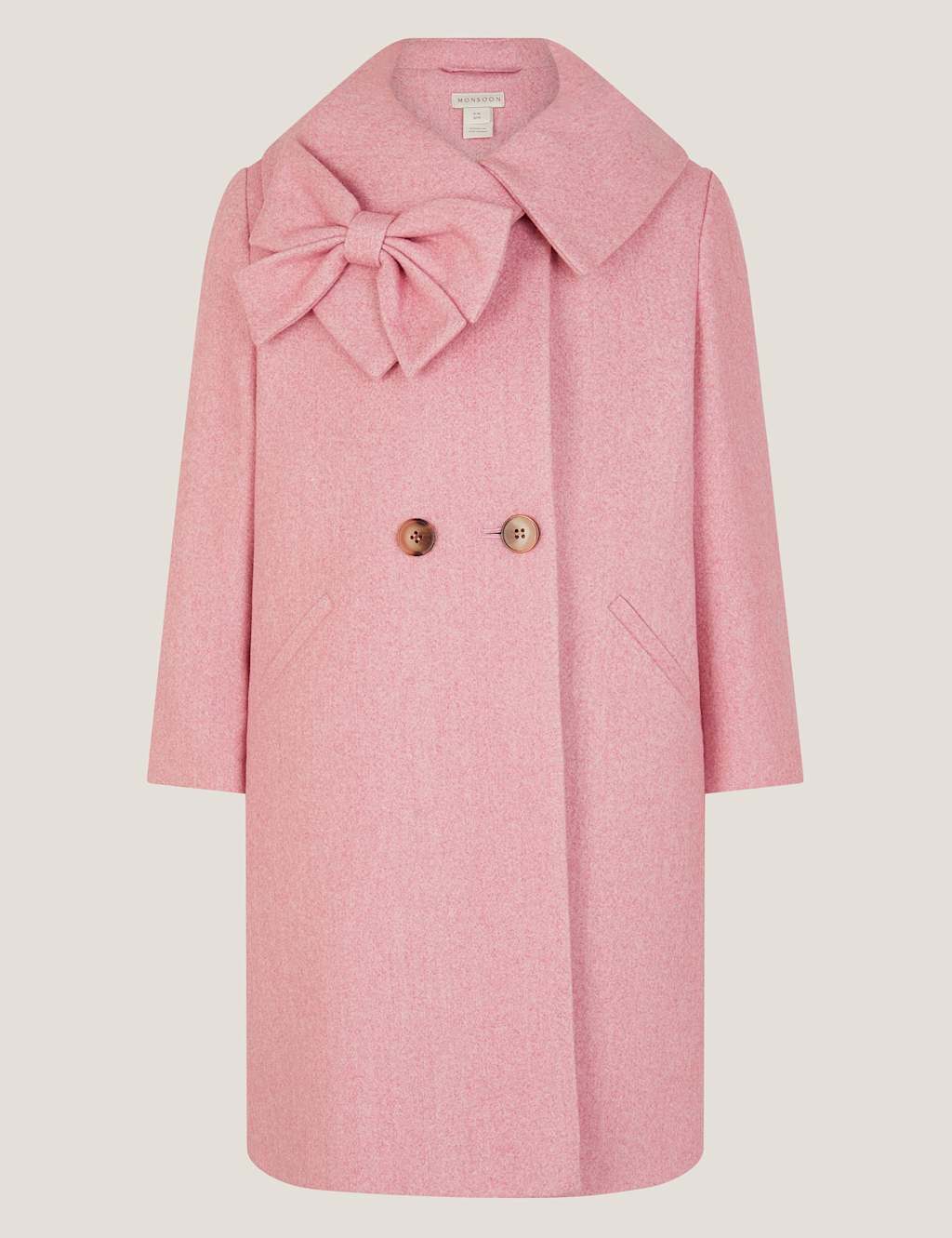 Monsoon Girls Bow Coat (3-13 Yrs) - 9-10Y - Pink, Pink