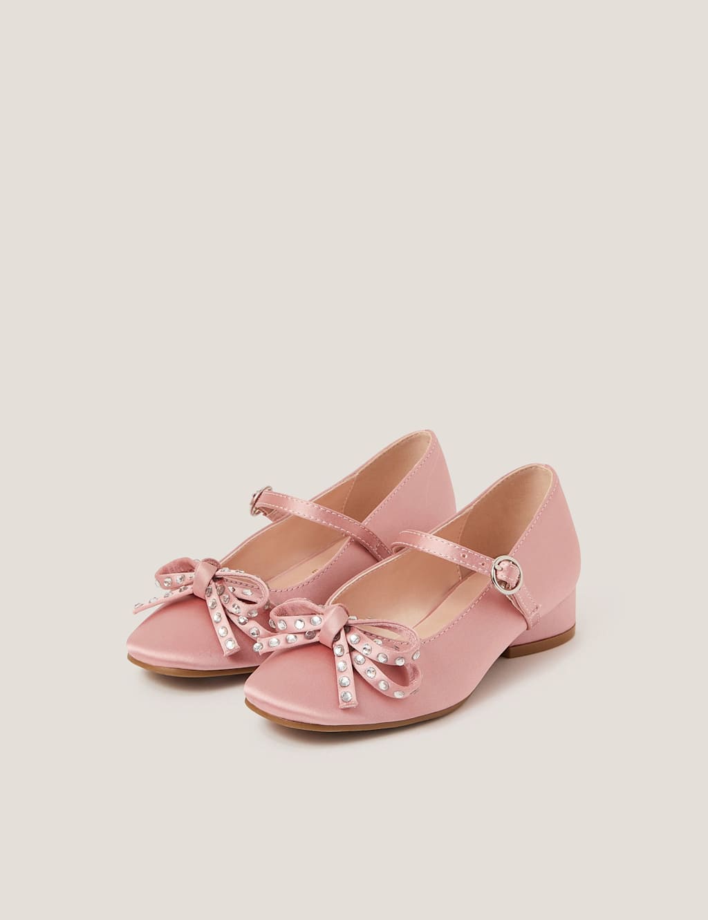 Monsoon Kids' Diamante Bow Shoes (7 Small - 4 Large) Pink