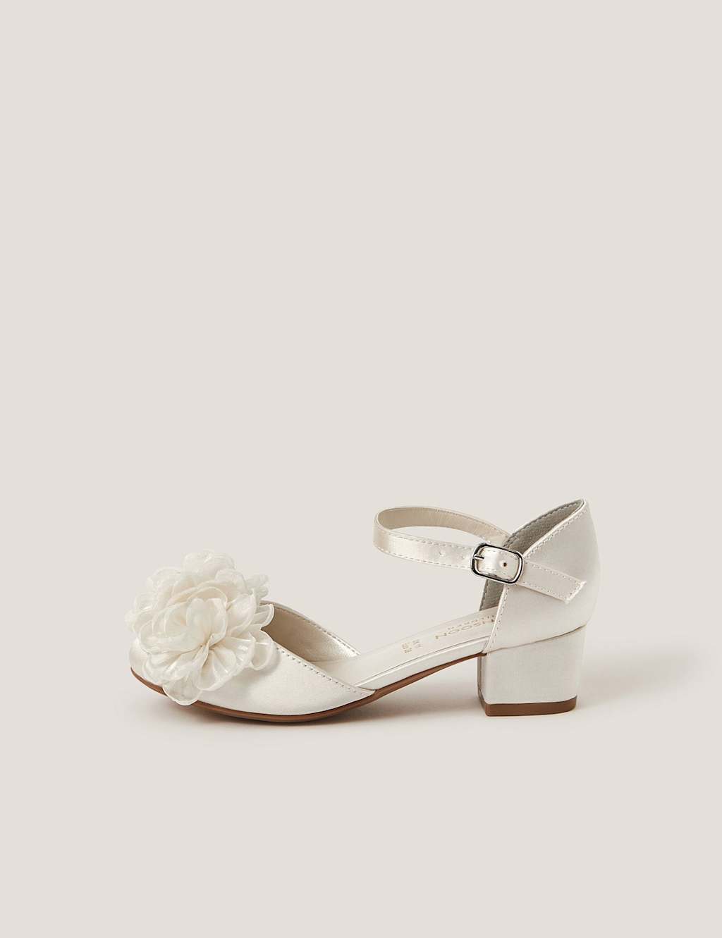 Monsoon Girls Satin Corsage Sandals (7 Small-10 Large) - 8 - Ivory - Available at M&S