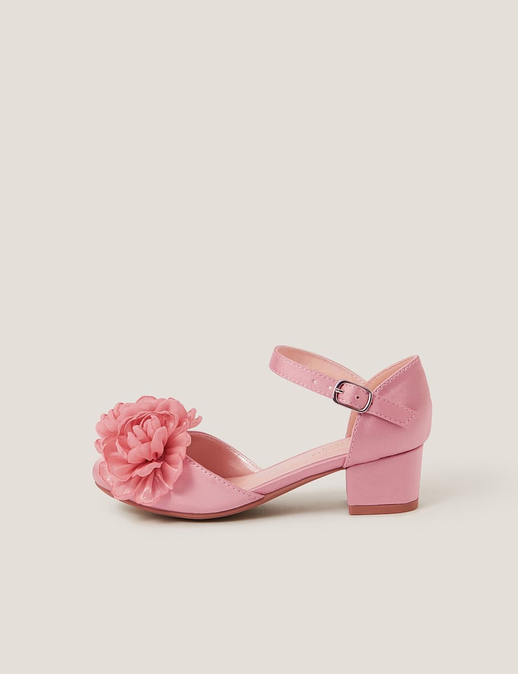 Monsoon Girls Satin Corsage Sandals (7 Small-3 Large) - 1 - Pink - Available at M&S