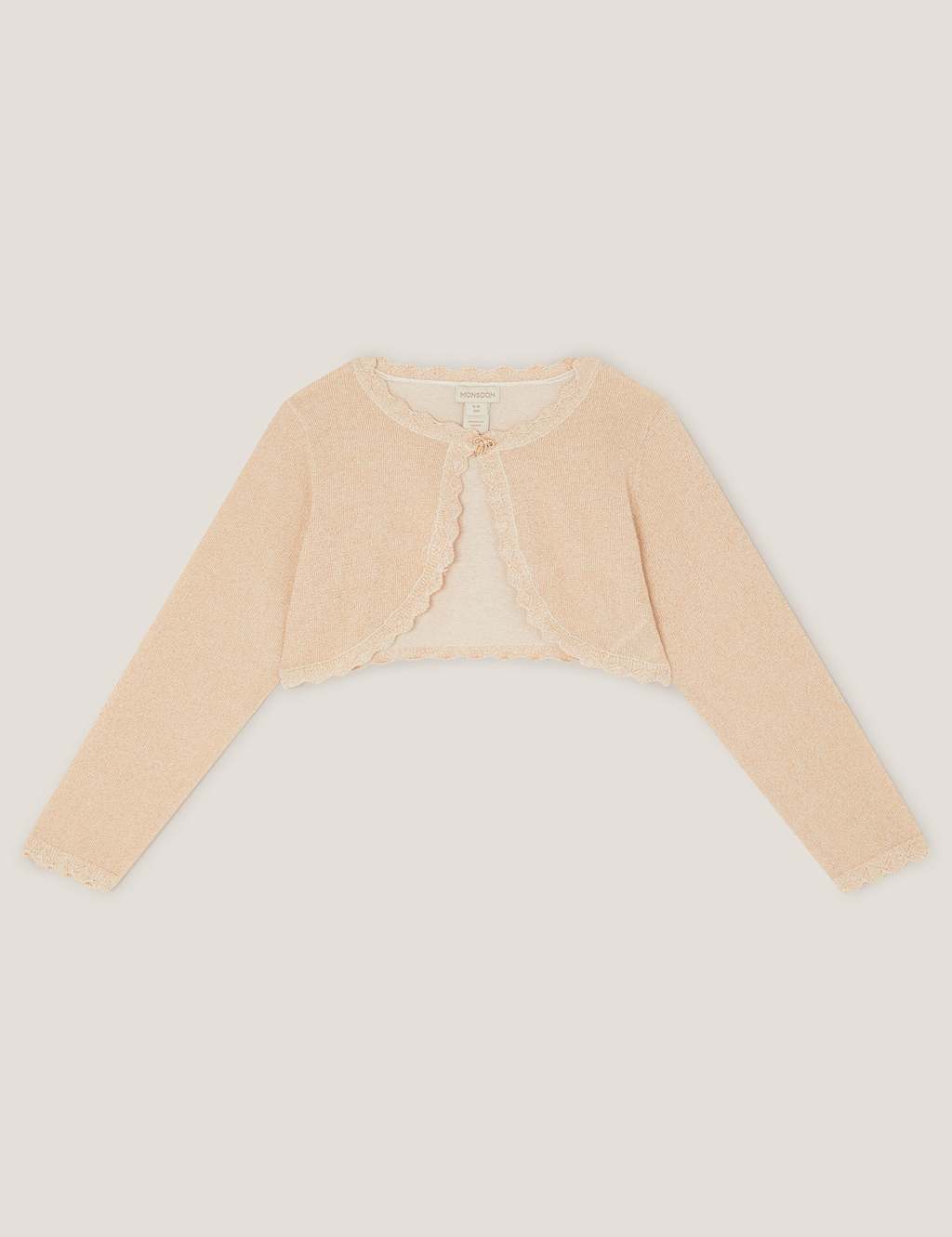 Monsoon Girls Cotton Rich Bow Button Cardigan (3-15 Years) - 5-6 Years - Gold - Available at M&S