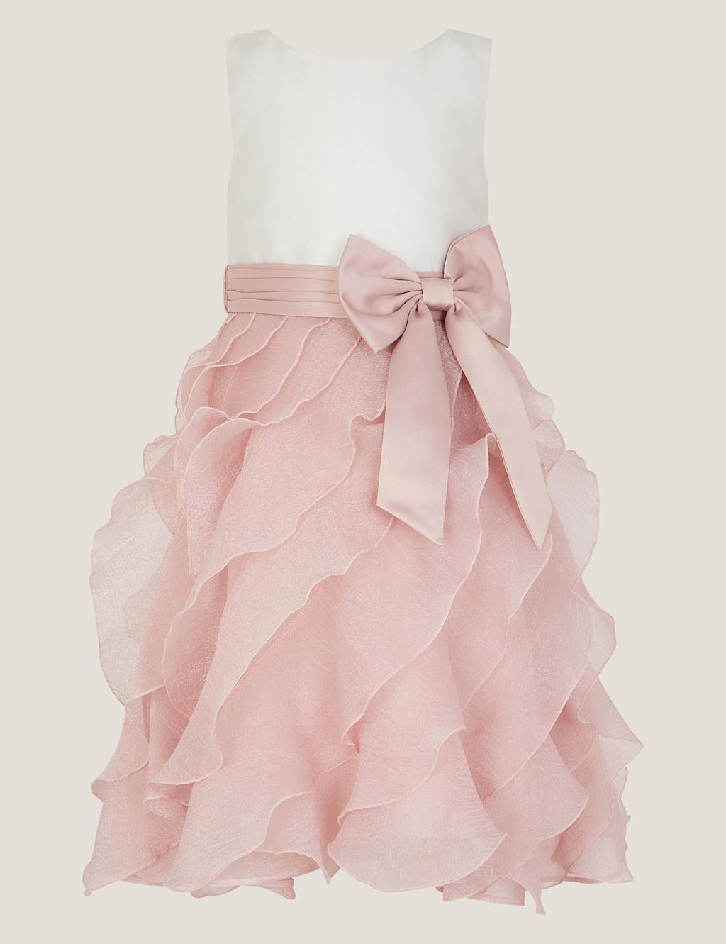 Monsoon Bow Ruffle Dress (3-13 Yrs) Pink