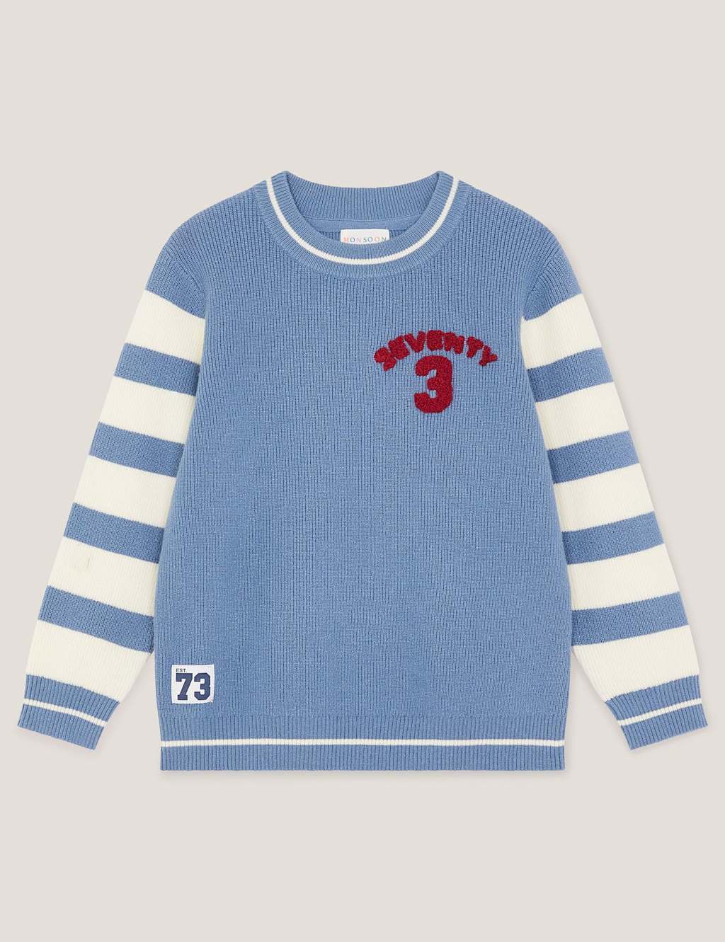 Monsoon Boys Crew Neck Jumper (2-13 Yrs) - 5-6 Y - Blue, Blue