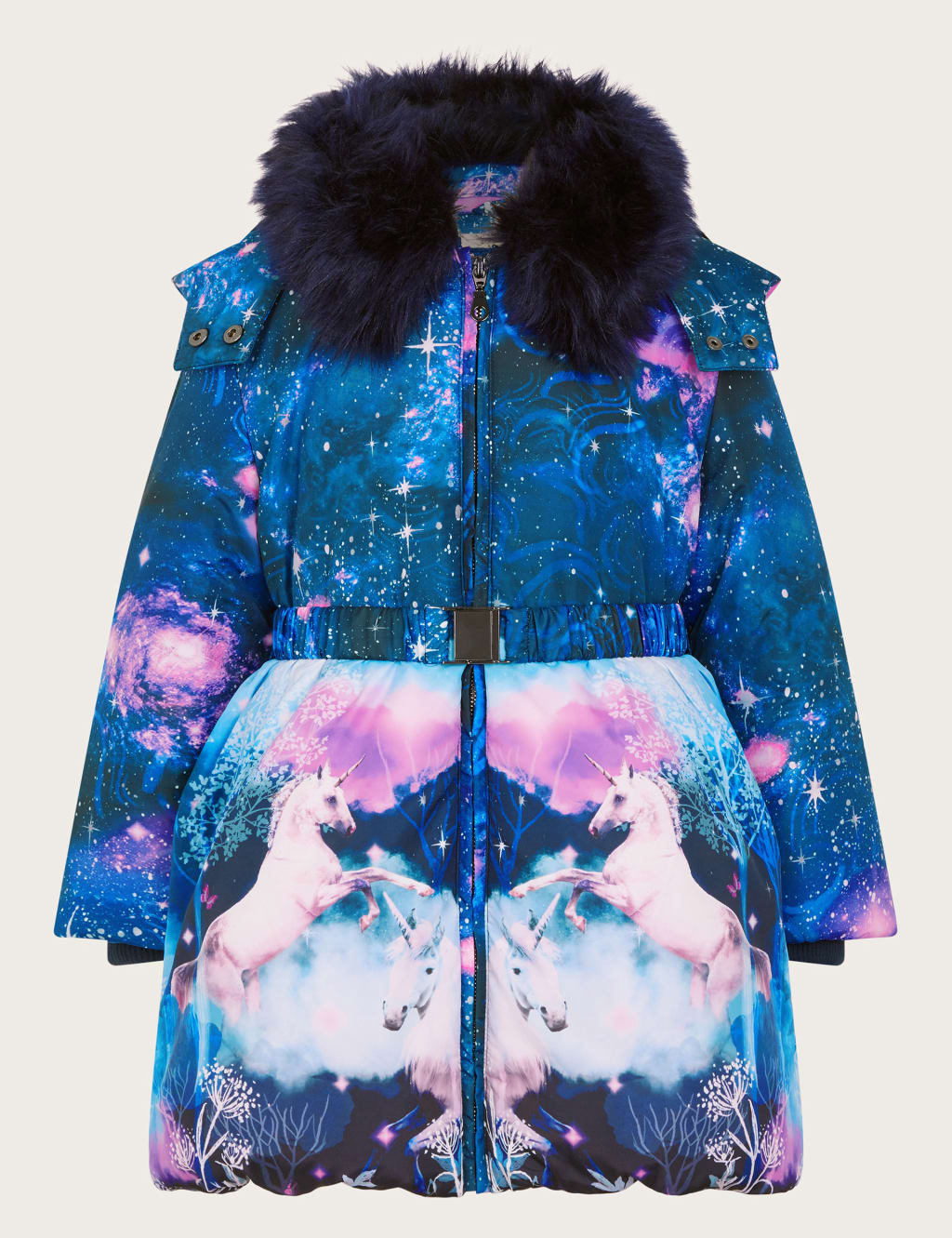 Unicorn Print Hooded Coat (3-15 Yrs)